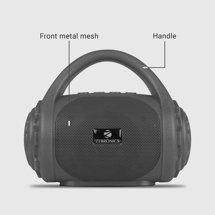 Zebronics Zeb-County Bluetooth Speaker with Built-in FM Radio, Aux Input and Call Function (Grey) - Image 6