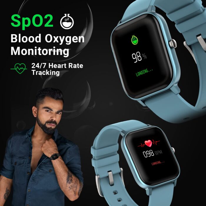 Fire-Boltt SpO2 Full Touch 3.56 cm Smart Watch 400 Nits Peak Brightness Metal Body 8 Days Battery Life with 24 * 7, IPX7  - Blue - Image 3