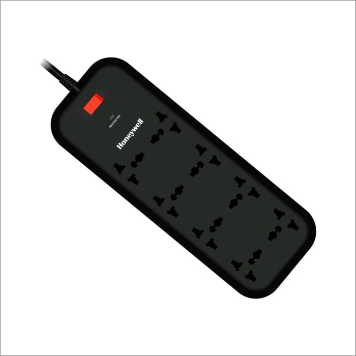 Honeywell Surge Protector, 8 Universal Sockets, 2 Meter Cord, 20000Amp, Automatic Overload Protection, Spike Guard, Master Switch - Image 1