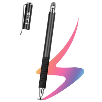 Tukzer 2-in-1 Capacitive Stylus Pen V2.0, Precise Stylus -Fine Point Disc Tip & Micro-Knit Hybrid Fiber Tip, Light Aluminum Body