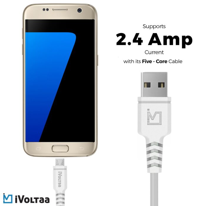 iVoltaa Helios [1.2M / 4 Feet] Micro USB Cable (White) - Image 3