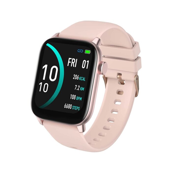 Gionee STYLFIT GSW5 Pro Smartwatch with 1.69  (4.29 cm) Full Touch Display, SpO2 & 24/7 Heart Rate Monitoring, Multiple Watch Faces, IP68, Sports & Sleep Tracking(Misty Rose) - Image 1