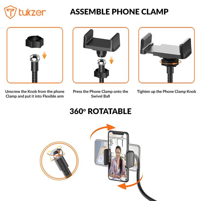 Tukzer 3.5" LED Selfie Ring Light |Flexible Arm Desk Mount Clamp for Live Stream, Makeup, Online Meetings, Recording, Photography, USB Reading Light | - Image 6