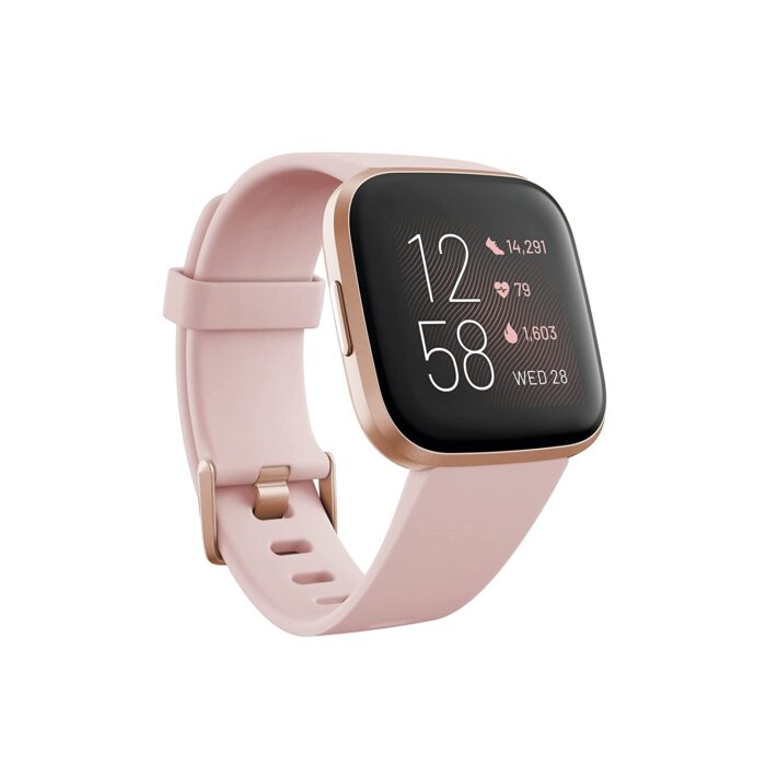 Fitbit Versa 2 Health & Fitness Smartwatch with Heart Rate, Music, Alexa Built-in, Sleep & Swim Tracking, Petal/Copper Rose - Image 1
