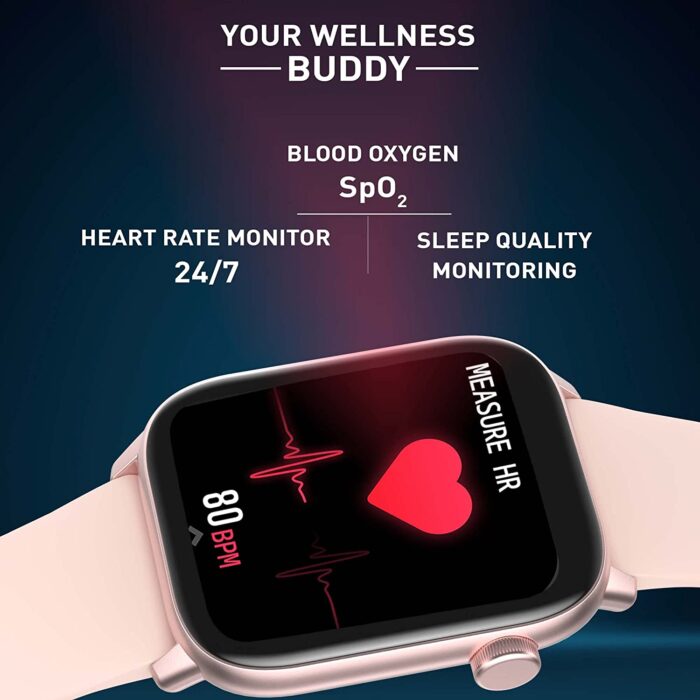 Gionee STYLFIT GSW5 Pro Smartwatch with 1.69  (4.29 cm) Full Touch Display, SpO2 & 24/7 Heart Rate Monitoring, Multiple Watch Faces, IP68, Sports & Sleep Tracking(Misty Rose) - Image 4