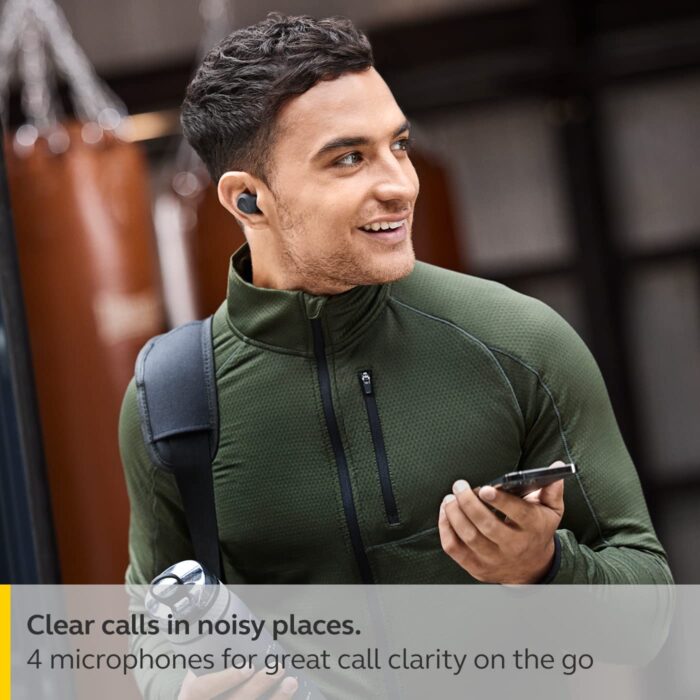 Jabra Elite 4 Active in-Ear Bluetooth Earbuds - True Wireless Ear Buds with Secure Active Fit, 4 Built-in Microphones, Active Noise Cancellation and Adjustable HearThrough Technology - Black - Image 4