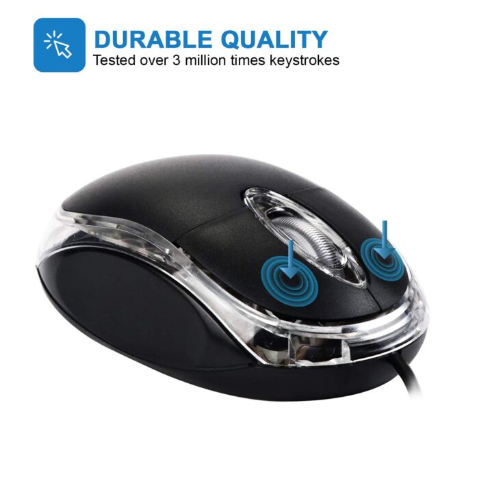 Quantum QHM222 3-Button 400/8001000DPI Wired Optical Mouse with USB Interface (Black) - Image 6