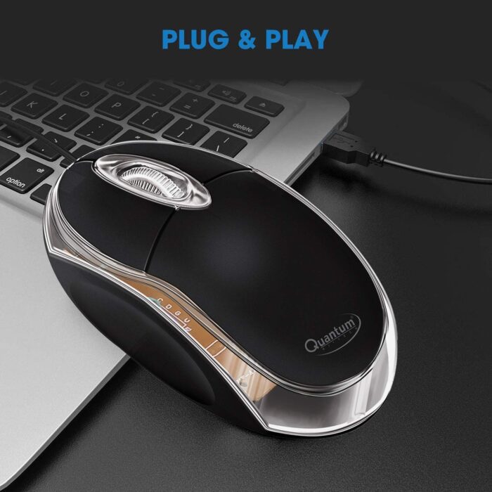 Quantum QHM222 3-Button 400/8001000DPI Wired Optical Mouse with USB Interface (Black) - Image 8