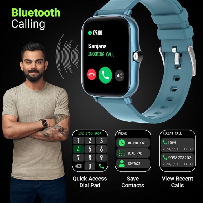 Fire-Boltt Beast Pro Bluetooth Calling 1.69” with Voice Assistance, Voice Recorder, Spo2 Monitoring, Heart Rate FHD Smartwatch – Blue - Image 3