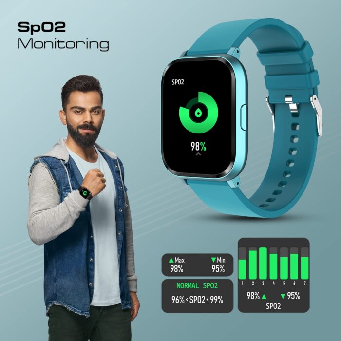 Fire-Boltt Ninja 2 SpO2 Full Touch Smartwatch with 30 Workout Modes, Heart Rate Tracking, 7 Days of extensive Battery - Dark Green - Image 4