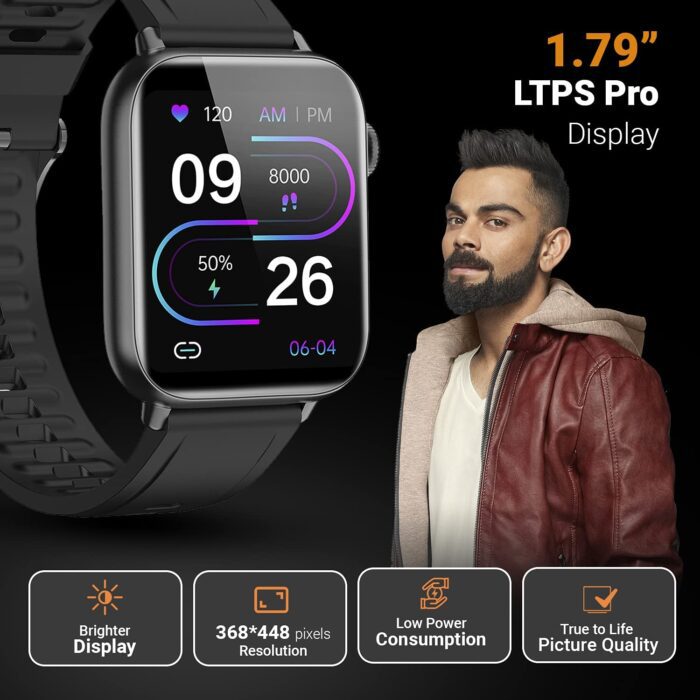 Fire-Boltt Supreme 1.79” Borderless LTPS 368*448 UHD PRO Display with 96% Screen to Body Ratio, 3ATM Waterproof, Smart Watch (Black) - Image 6