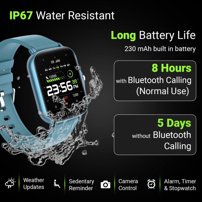 Fire-Boltt Beast Pro Bluetooth Calling 1.69” with Voice Assistance, Voice Recorder, Spo2 Monitoring, Heart Rate FHD Smartwatch – Blue - Image 8