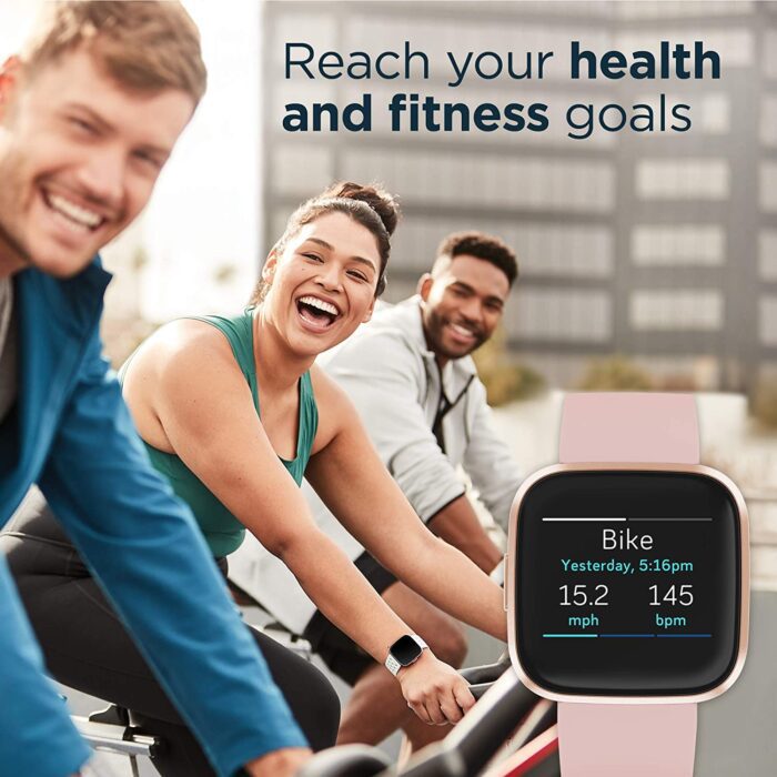 Fitbit Versa 2 Health & Fitness Smartwatch with Heart Rate, Music, Alexa Built-in, Sleep & Swim Tracking, Petal/Copper Rose - Image 3