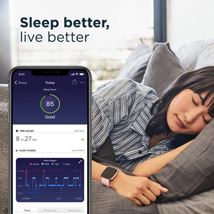 Fitbit Versa 2 Health & Fitness Smartwatch with Heart Rate, Music, Alexa Built-in, Sleep & Swim Tracking, Petal/Copper Rose - Image 5