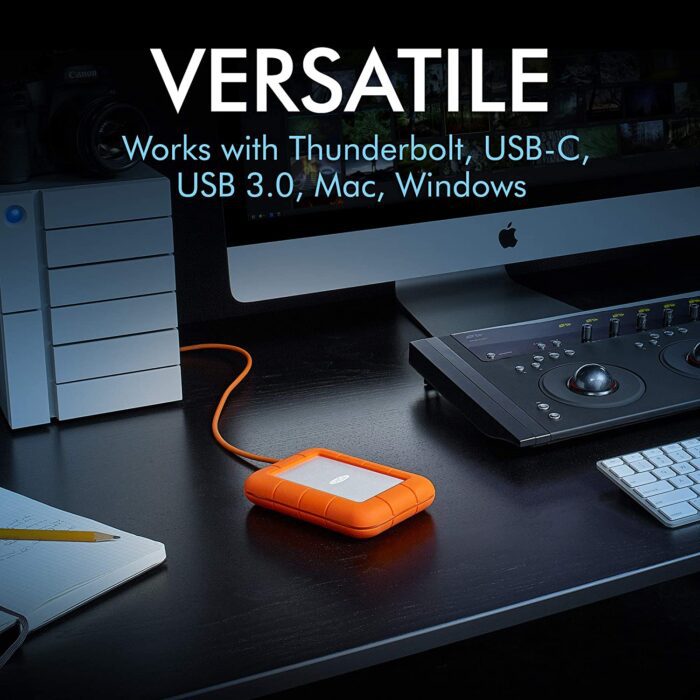 LaCie Rugged Mini 2TB External HDD – USB 3.0 for Windows and Mac, Drop Shock Dust Rain Resistant Portable Hard Drive (LAC9000298) - Image 3