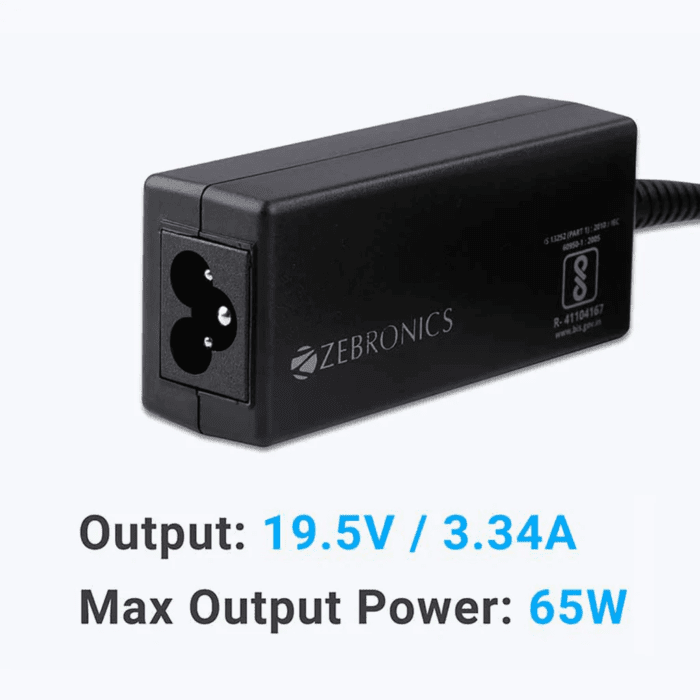 Zebronics ZEB-LA745019565D 65W Laptop Adapter with 7.4x5mm Connector - Image 3
