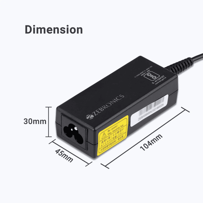 Zebronics ZEB-LA745019565D 65W Laptop Adapter with 7.4x5mm Connector - Image 4