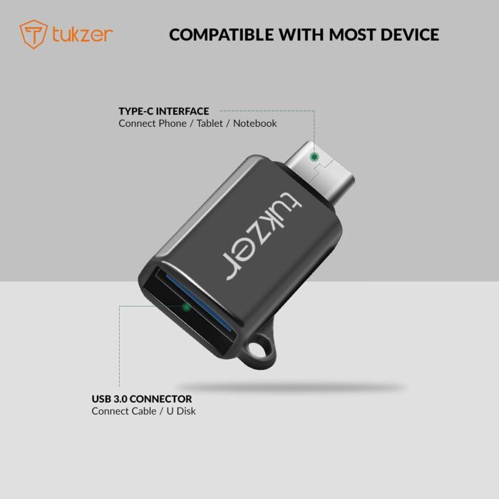 Tukzer USB C to USB Adapter, Thunderbolt 3/Type-C to USB 3.0 Adapter for Laptops, OTG Adapter for Android Phone (TZ-D2) - Image 4