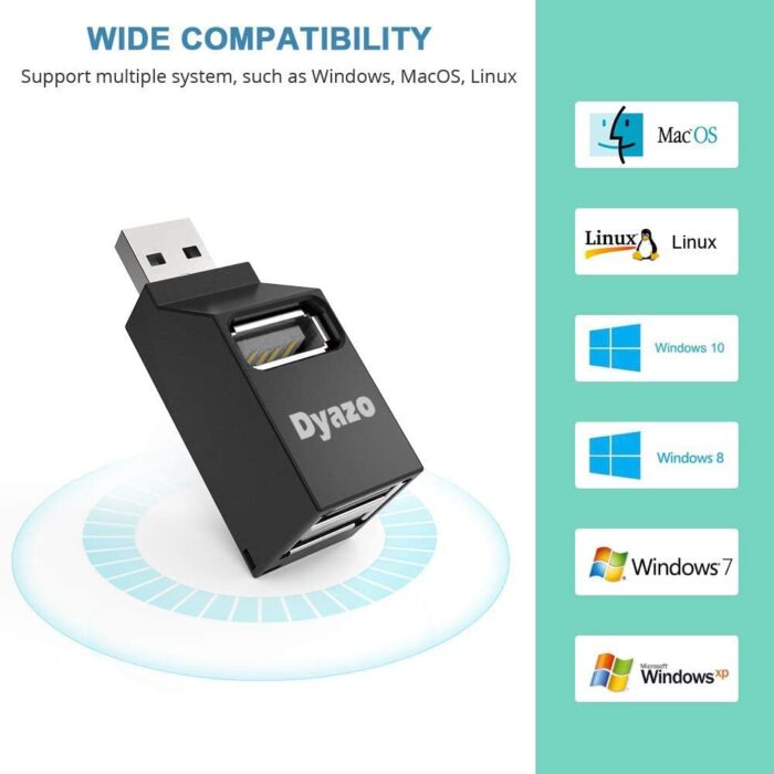 Dyazo 3-Port USB Data Hub High Speed Splitter Plug / Box / Adapter Expansion , Small, Compact, Universal Data Transfer - Image 4