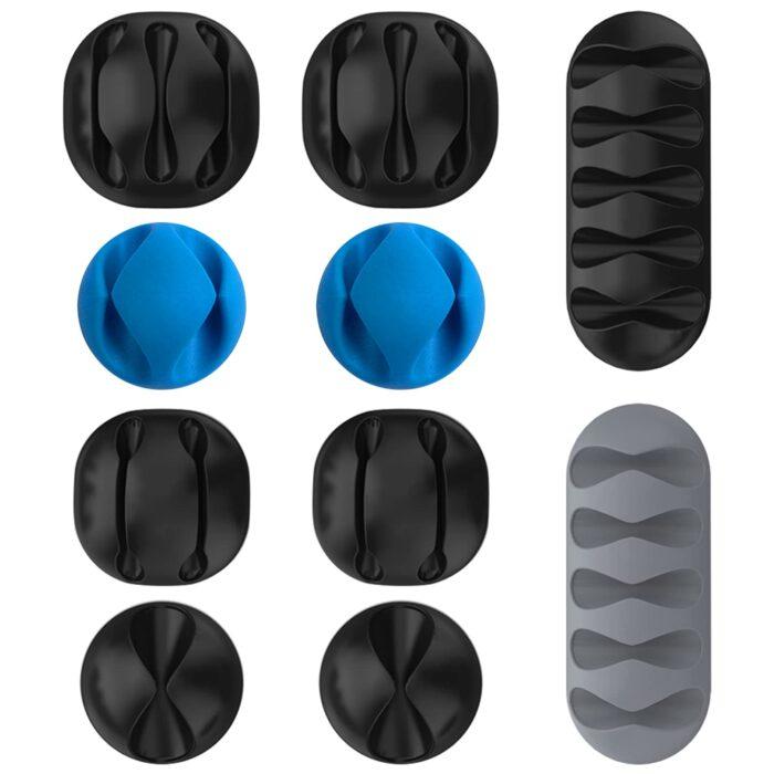 Gizga Essentials Set of 10 Cable Organiser, Cable Protector & Wire Organizer Clips - Image 1