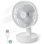 Tukzer Rechargeable USB Cooling Fan With LED Night Light, 1200mAh Battery, 3 Geared Wind Speed, Strong Air-flow, Low Noise, Portable Small 5-Inch Fan