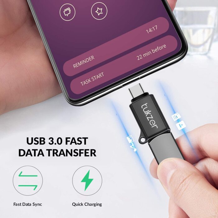 Tukzer USB C to USB Adapter, Thunderbolt 3/Type-C to USB 3.0 Adapter for Laptops, OTG Adapter for Android Phone (TZ-D2) - Image 3