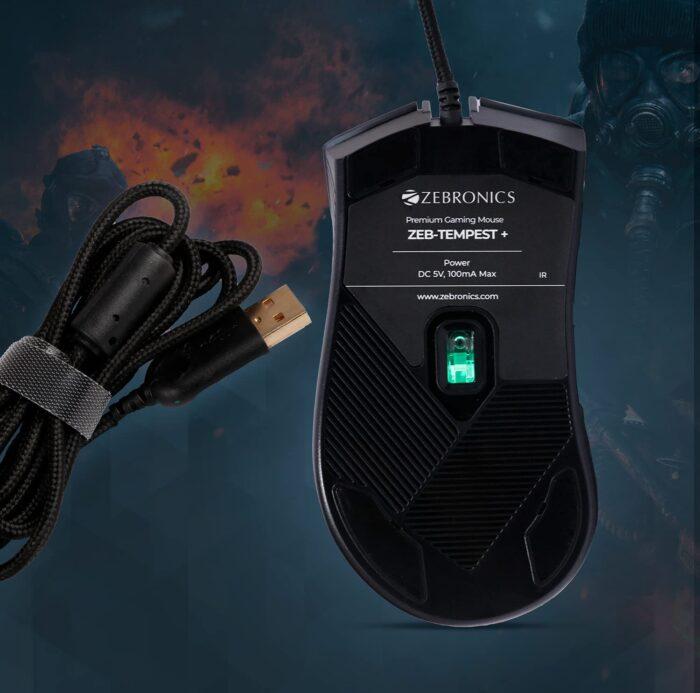 Zebronics Zeb-Tempest Plus 8-Button Wired Gaming Mouse with Rapid Fire Key, 6400 DPI Sensor, Rubber Finish, RGB Lights - Image 4