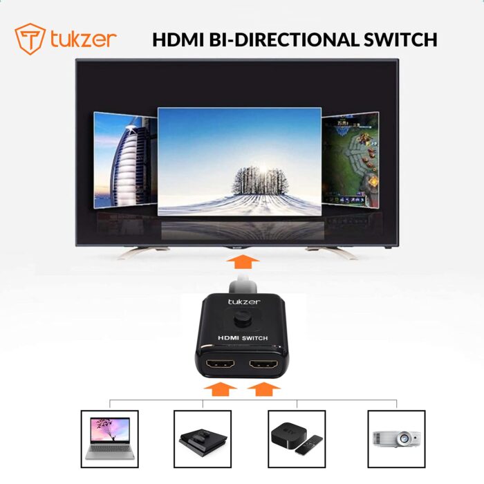 Tukzer HDMI Switch 4K HDMI Splitter-Aluminum Bi-Directional HDMI Switcher 2 Input 1 Output, HDMI Switch Splitter 2 x 1/1 x 2 - Image 6