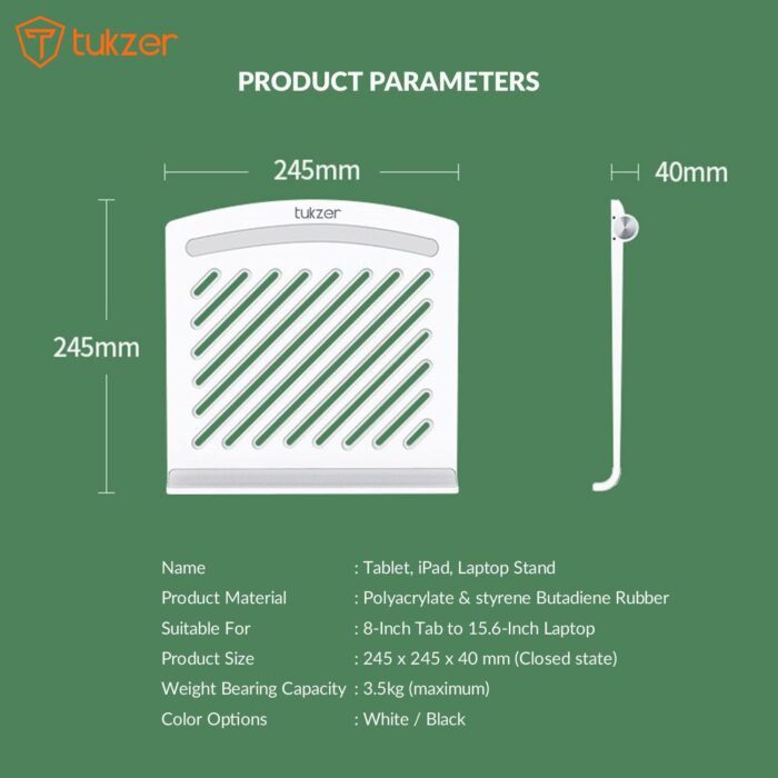 Tukzer Foldable Tabletop Laptop Stand Lapdesks, Portable Notebook Riser Stand, Ventilation for Cooling (Pearl Silver) - Image 4