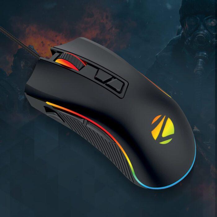 Zebronics Zeb-Tempest Plus 8-Button Wired Gaming Mouse with Rapid Fire Key, 6400 DPI Sensor, Rubber Finish, RGB Lights - Image 2