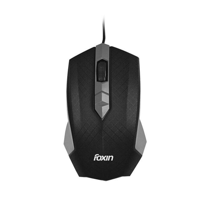 Foxin Smart-Grey Wired Plug & Play USB Mouse, High Resolution 6400 DPI Optical Sensor, Durable Button Design - Image 1