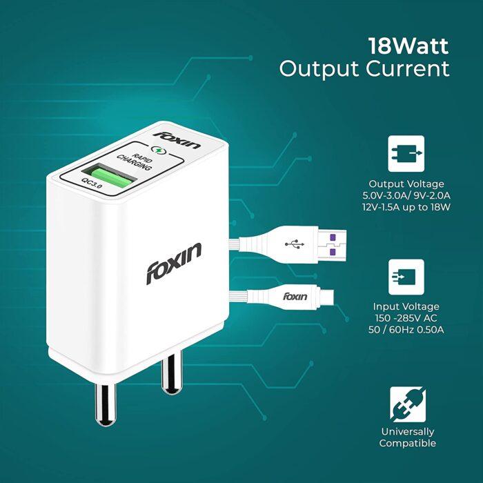 Foxin FPA-234 Super Flash Dual USB Port 3.4 Amp Quick Charge USB Universal Compatible, Auto-detect Technology, Made in India, BIS Certified, Fast Char - Image 2