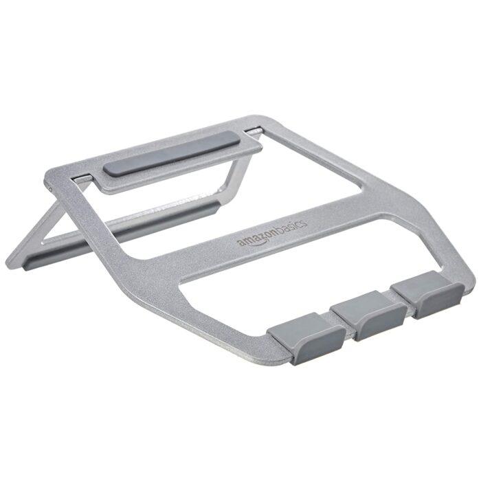 AmazonBasics Aluminum Foldable Laptop Stand for Tabletop Laptops up to 15"(39.6cm), Silver - Image 3