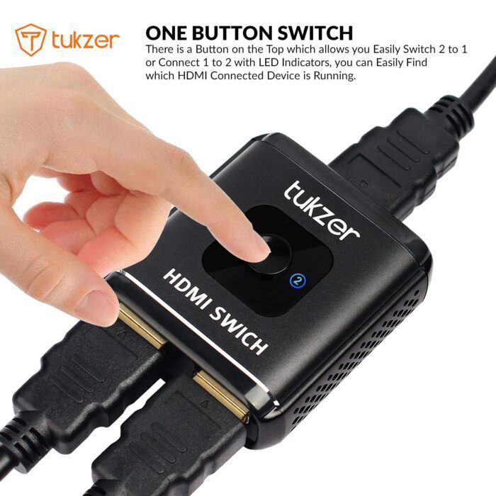 Tukzer HDMI Switch 4K HDMI Splitter-Aluminum Bi-Directional HDMI Switcher 2 Input 1 Output, HDMI Switch Splitter 2 x 1/1 x 2 - Image 4