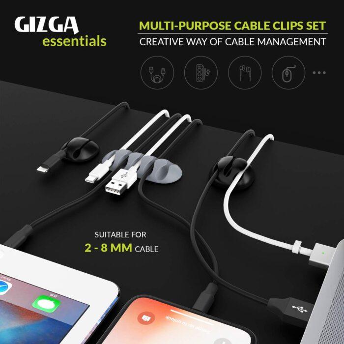 Gizga Essentials Set of 10 Cable Organiser, Cable Protector & Wire Organizer Clips - Image 2