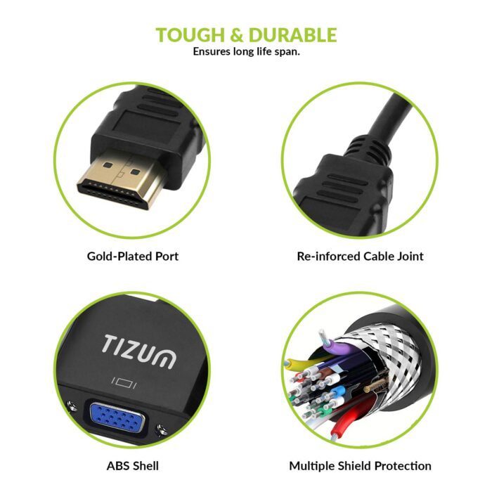 Tizum HDMI to VGA/AV Adapter Cable 1080P for Projector, Computer, Laptop, TV, Projectors & TV - Image 4