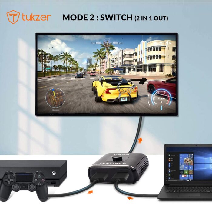 Tukzer HDMI Switch 4K HDMI Splitter-Aluminum Bi-Directional HDMI Switcher 2 Input 1 Output, HDMI Switch Splitter 2 x 1/1 x 2 - Image 7