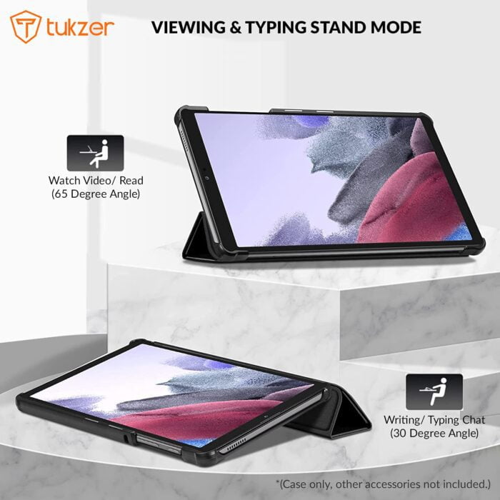 Tukzer Case Cover for Samsung Galaxy Tab A7 Lite 8.7 - Ultra Slim Lightweight Hard Back Trifold Smart Stand Flip Folio - Black - Image 4