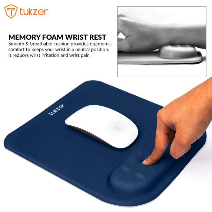 Tukzer Gel Mouse Pad Wrist Rest Memory-Foam Ergonomic Mousepad| Cushion Wrist Support & Pain Relief (Blue) - Image 3