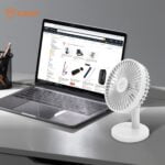 Tukzer Rechargeable USB Cooling Fan With LED Night Light, 1200mAh Battery, 3 Geared Wind Speed, Strong Air-flow, Low Noise, Portable Small 5-Inch Fan - Image 5