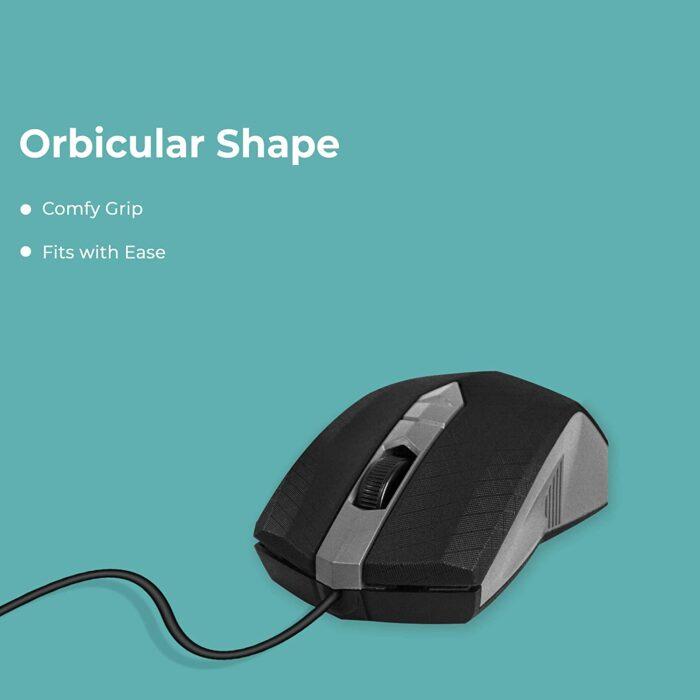 Foxin Smart-Grey Wired Plug & Play USB Mouse, High Resolution 6400 DPI Optical Sensor, Durable Button Design - Image 4