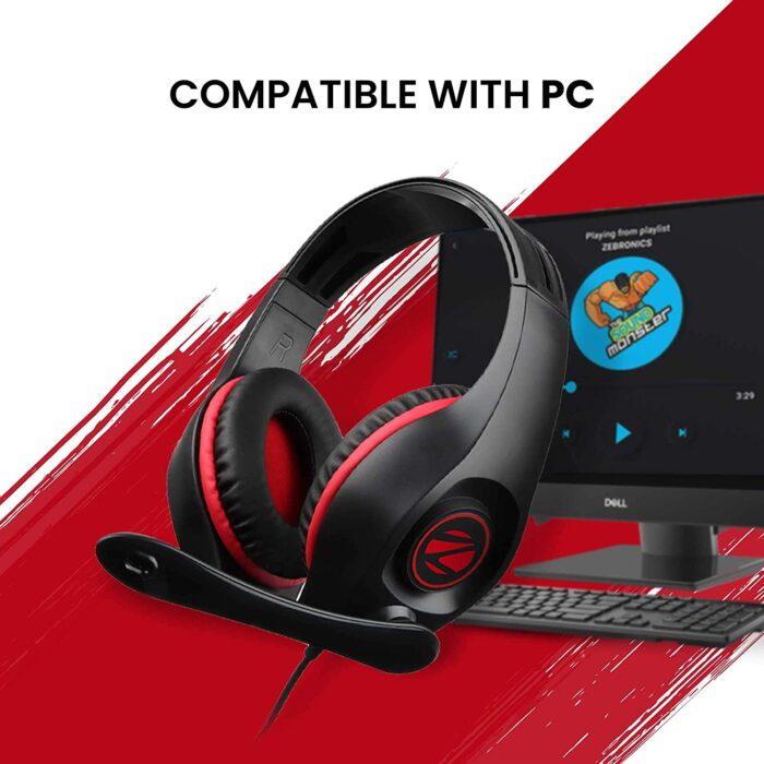 ZEBRONICS Zeb-Grace Wired Over Ear Headphone with Mic (Black) - Image 7