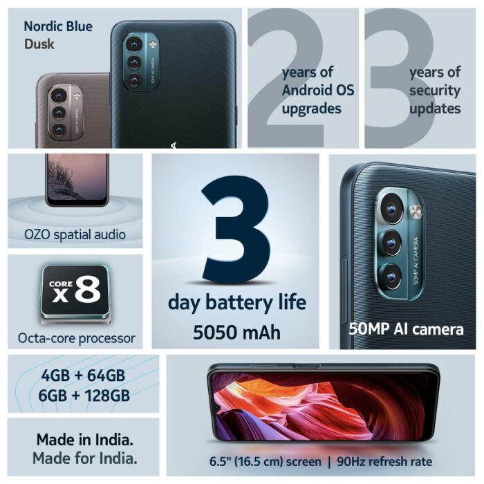 Nokia G21 Android Smartphone, Dual SIM, 3-Day Battery Life, 4GB RAM + 64GB Storage, 50MP Triple AI Camera | Nordic Blue - Image 3