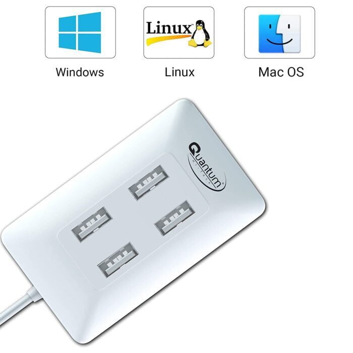 Quantum QHM6633 4-Port Hi-Speed USB Hub with 480 Mbps Speed (Multicolor) - Image 5