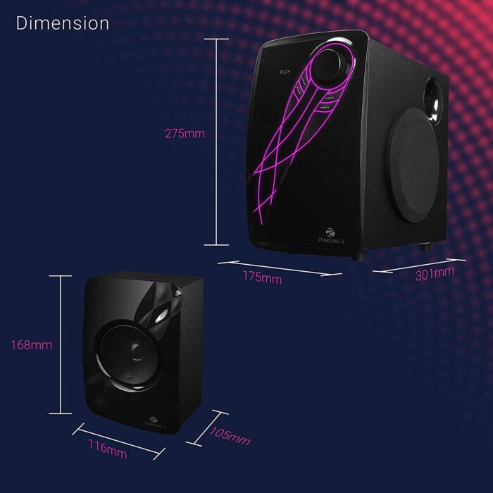 Zebronics Zeb-Jellyfish Pro 4.1 Multimedia Speaker with Smartphone Control via Exclusive app, Bluetooth connectivity, Pen Drive/mSD - Image 7