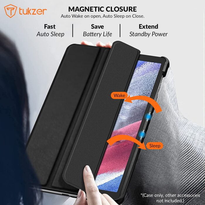 Tukzer Case Cover for Samsung Galaxy Tab A7 Lite 8.7 - Ultra Slim Lightweight Hard Back Trifold Smart Stand Flip Folio - Black - Image 3