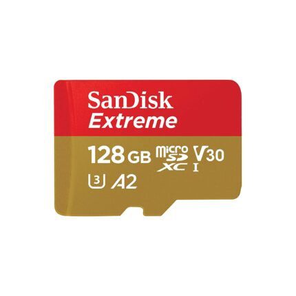 SanDisk 128GB Extreme microSDXC, U3, C10, V30, UHS 1, 160MB/s R, 90MB/s W, A2 Card for 4K Video Rec on Smartphones,Â Action Cams & Drones