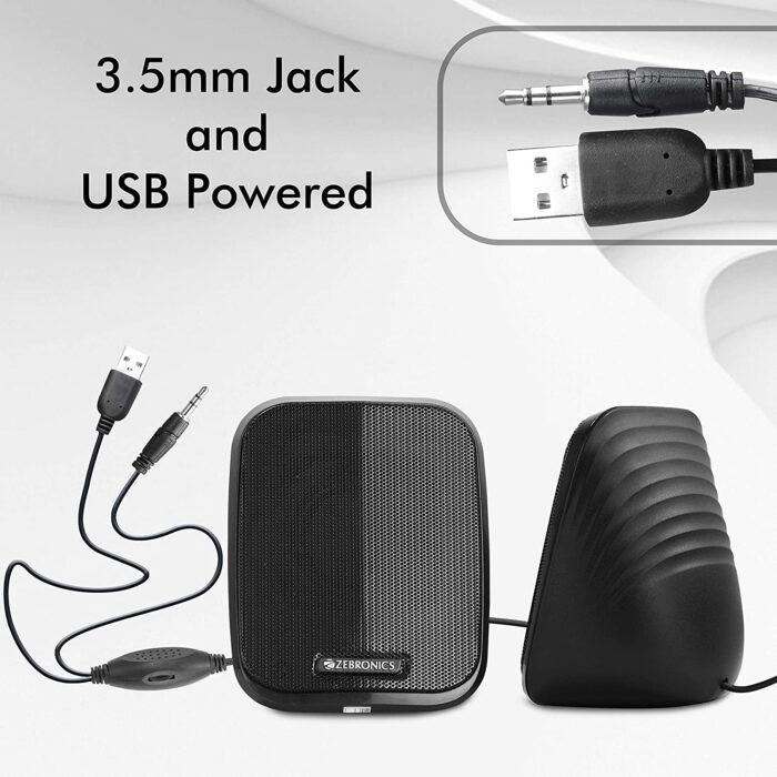 GoRogue Foldable Wooden Mini Laptop Table for Bed (Black) & ZEBRONICS Zeb-Fame 5watts 2.0 Multi Media Speakers with AUX (Black) Combo Offer - Image 4