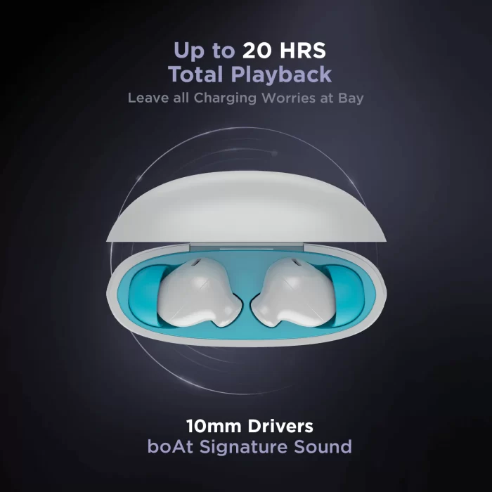 boAt Airdopes 181 Wireless Earbuds with 10mm Driver, Type C Interface, BEAST™ Mode & Voice Assistant, ENx Technology - Spirit White - Image 5
