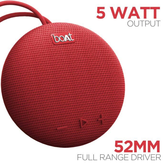 boAt Stone 190 Wireless Portable Speaker with 52mm Dynamic Driver, Up to 4hrs Nonstop Playback, IPX 6 Water Resistant - Red - Image 5